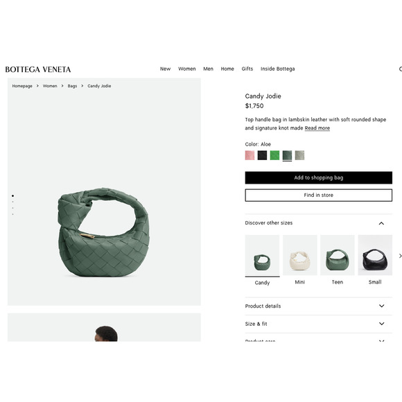 ❌❌SOLD! NEW BOTTEGA VENETA ALOE GREEN MINI CANDY LEATHER JODIE BAG PURSE! - Picture 3 of 14